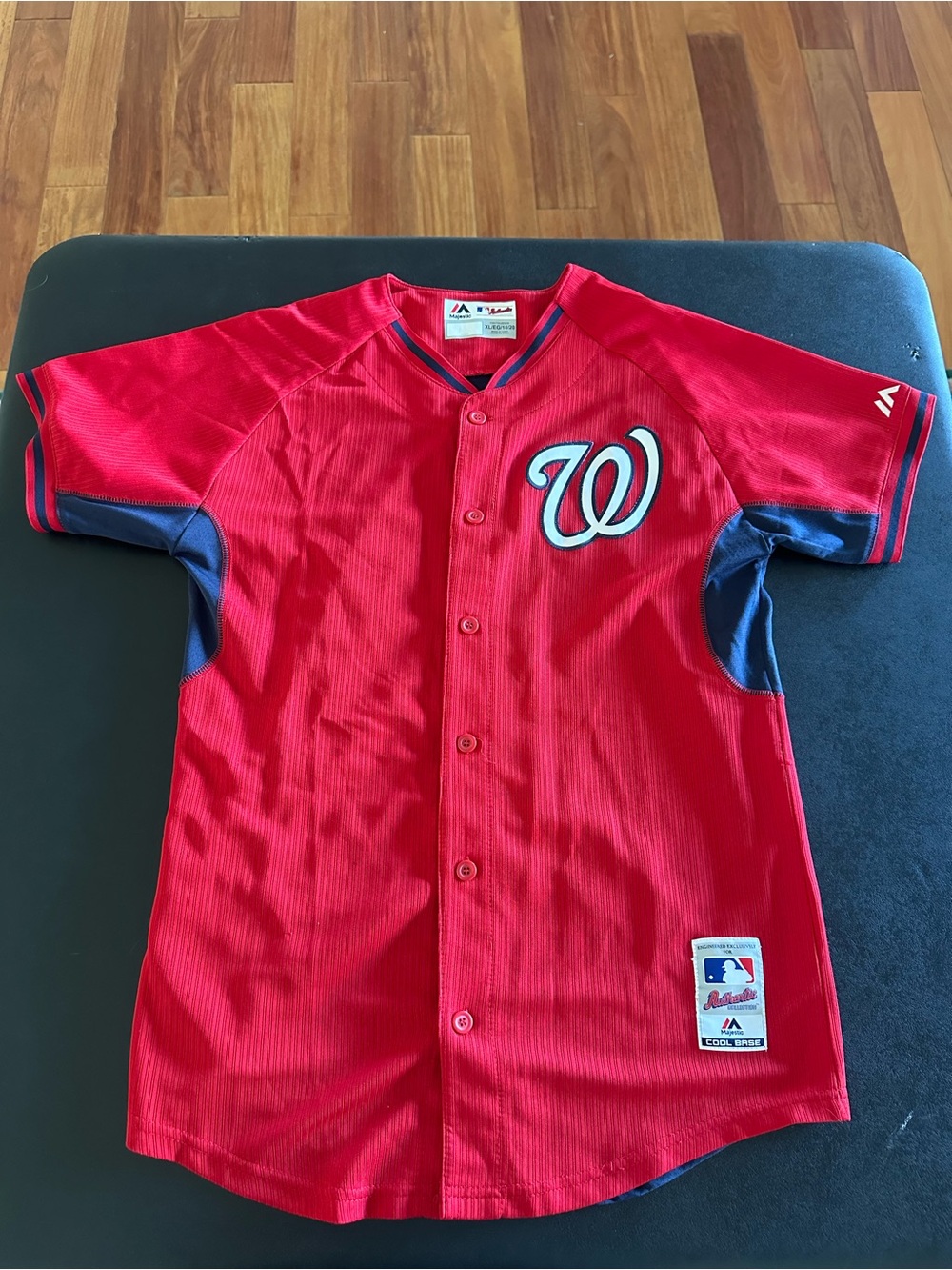 MLB Majestic Washington Nationals Kids Red Button-Up Jersey Youth XL